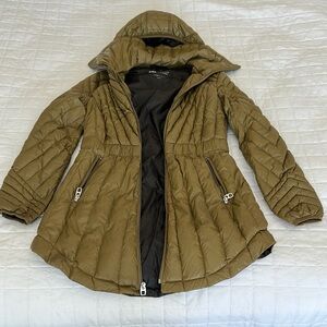 Miss Sixty Green Puffer Jacket with Hood and Quilted Design